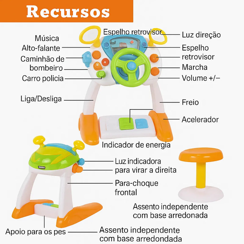Meu Primeiro Volante™ – Brinquedo Educativo Infantil com Sons, Luzes e Experiência de Direção Realista